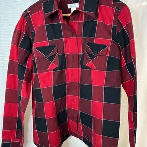 Women’s Christopher & Banks Red and Black Plaid Button Down Shirt